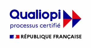 Logo Qualiopi partenaire pour la certification de l'organisme de formation en communication Hybride et Paillette